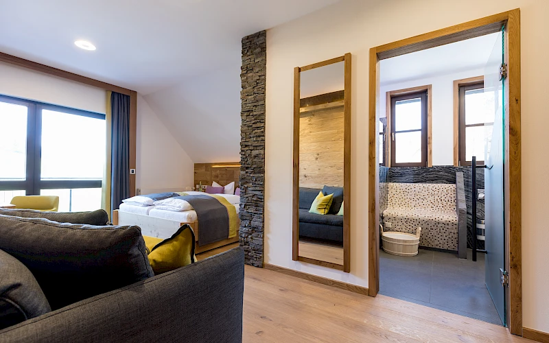 Blick ins Naturpanorama Zimmer im Landgasthof Hessenmühle