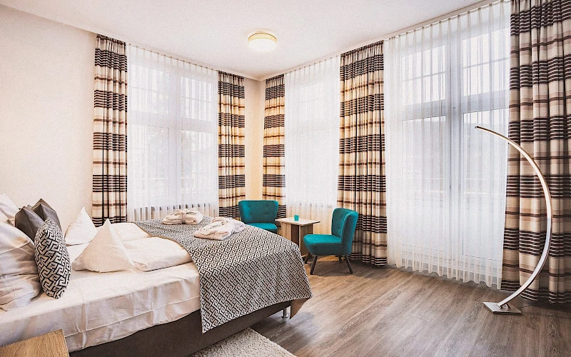 Blick in ein Doppelzimmer „Komfort“ im Boutique Hotel Badehof
