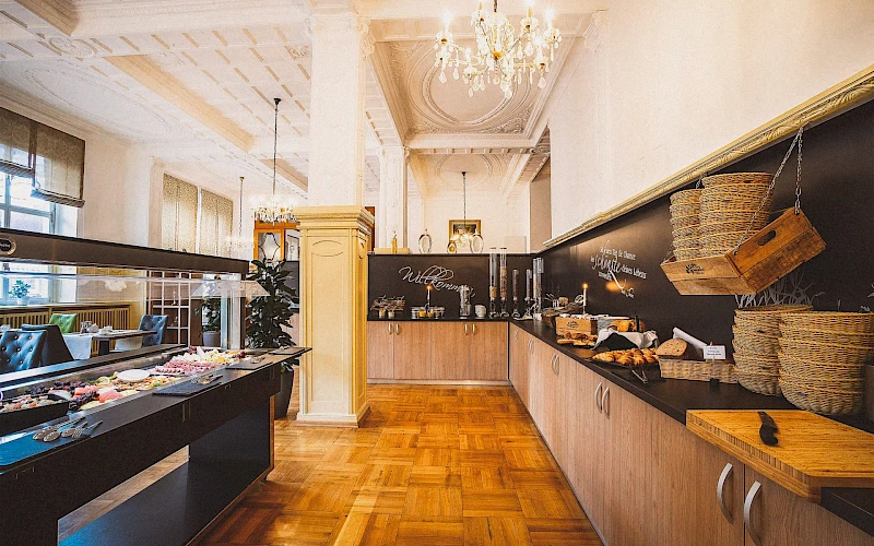 Blick in den Frühstücksbereich im Boutique Hotel Badehof