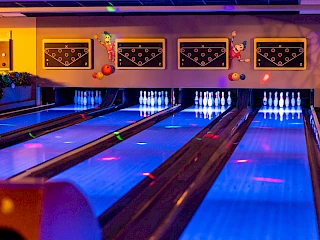 Blick auf die Bowlingbahnen im Wunderland Kalkar
